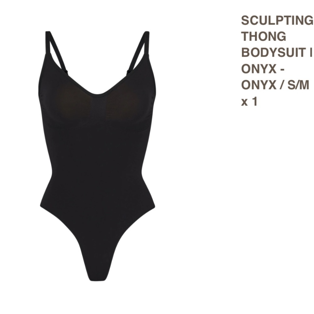 SKIMS Black Sculpting Thong Bodysuit